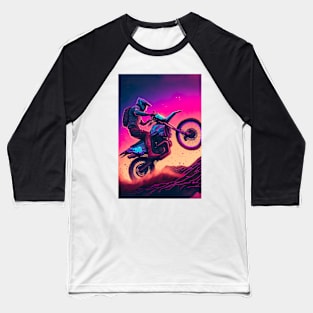 Cyber Future Dirt Bike With Neon Colors Baseball T-Shirt